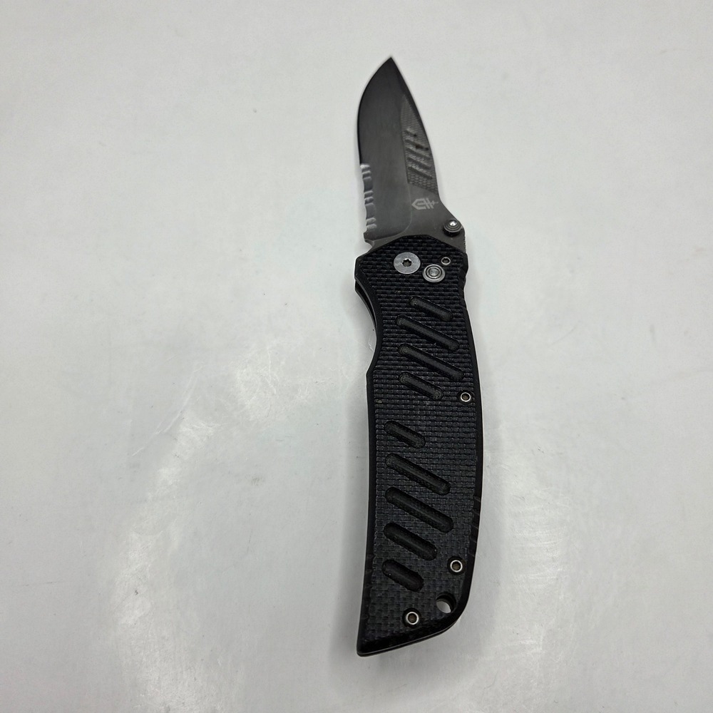 Gerber 06 Fast Folding Knife Tactical Serrated Blade Black G-10 Handle EDC 8.5"